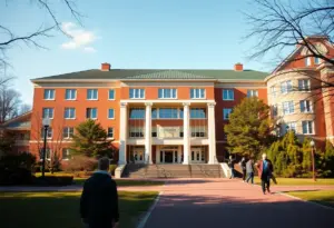 University of Kentucky campus with a focus on a school building