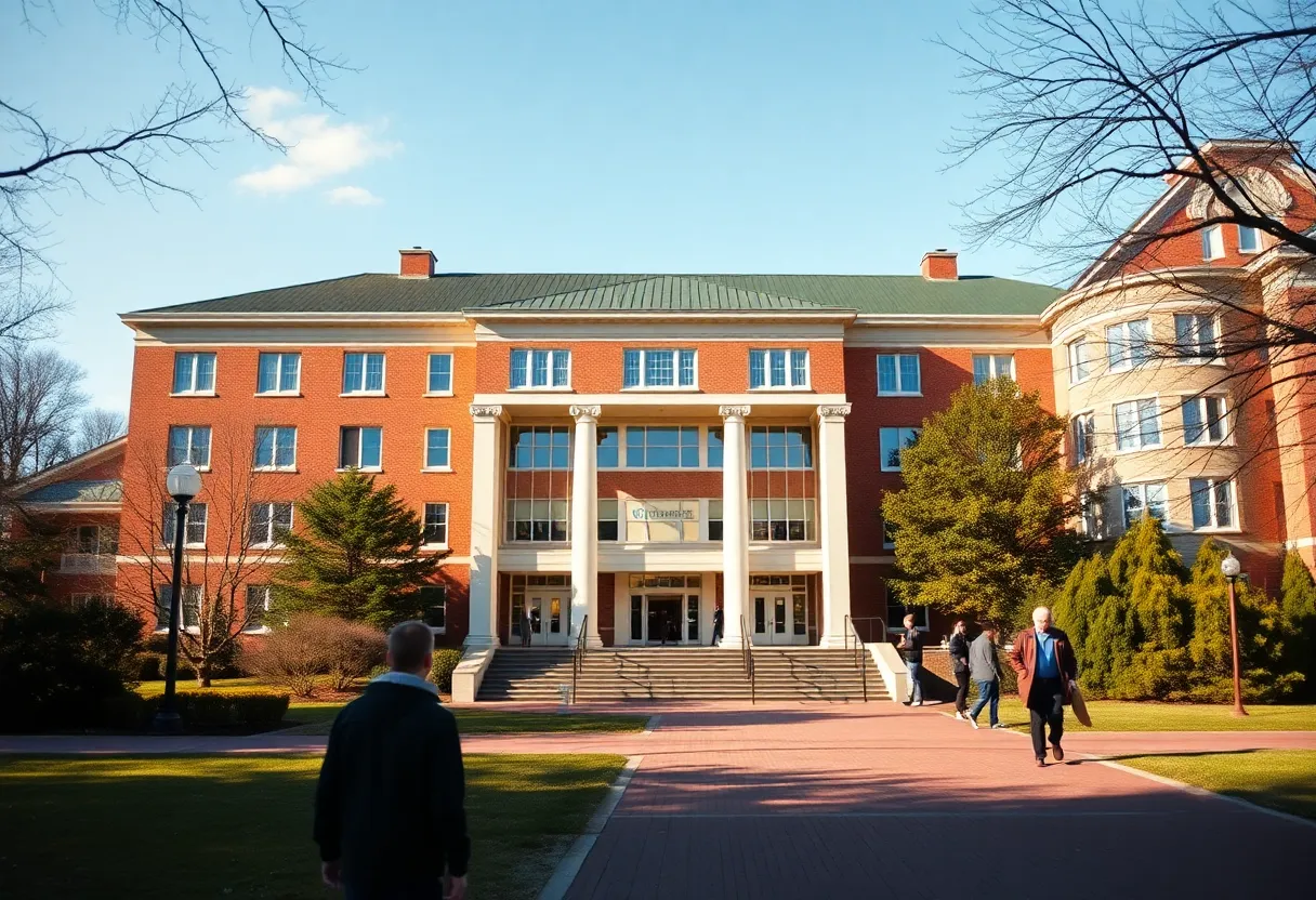 University of Kentucky campus with a focus on a school building