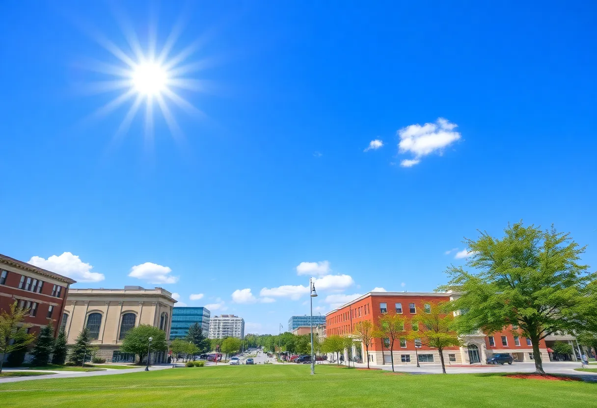 Clear skies over Lexington KY during warm weather