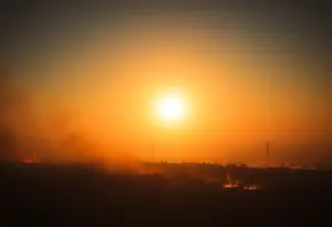 Depiction of wildfires under extreme heat conditions in America.