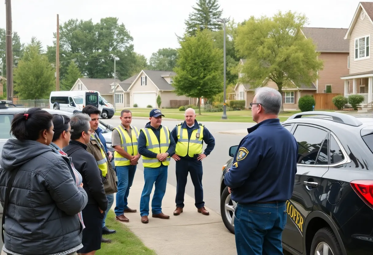 Residents discussing vehicle theft prevention measures