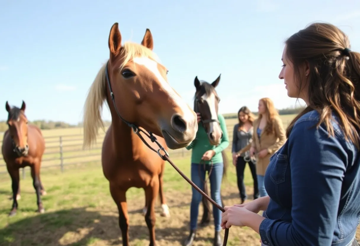 Women in recovery bonding with horses at Spy Coast Farm