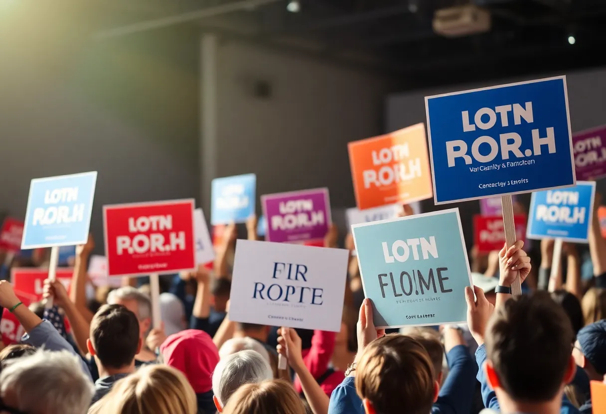 Supporters at an Amy McGrath campaign rally in Kentucky