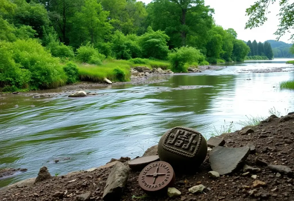 Site of the ancient skull discovery along the Whitewater River in Fayette County, Indiana