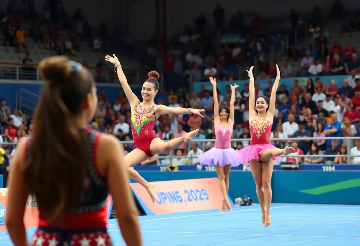 Gymnasts competing at Arkansas meet