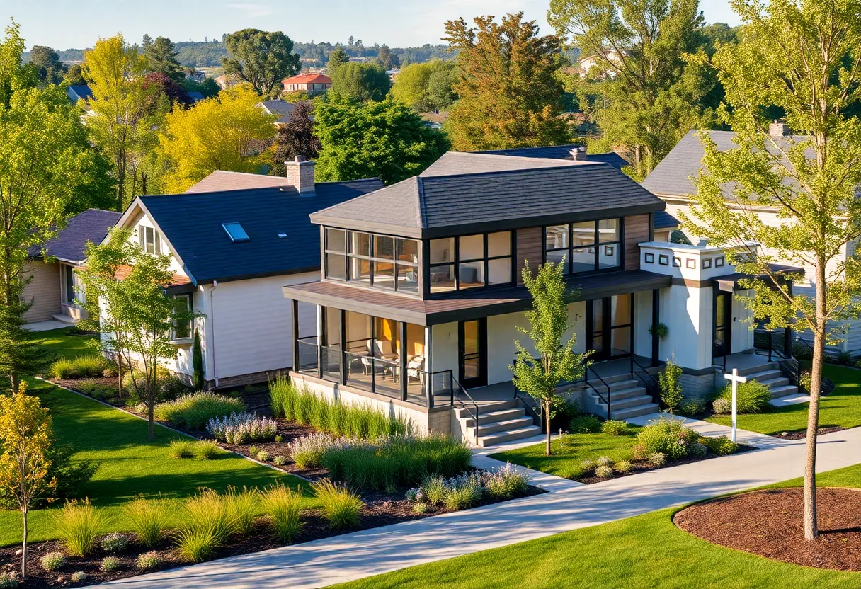 Images of the Artists' Village showcasing homes with art studios