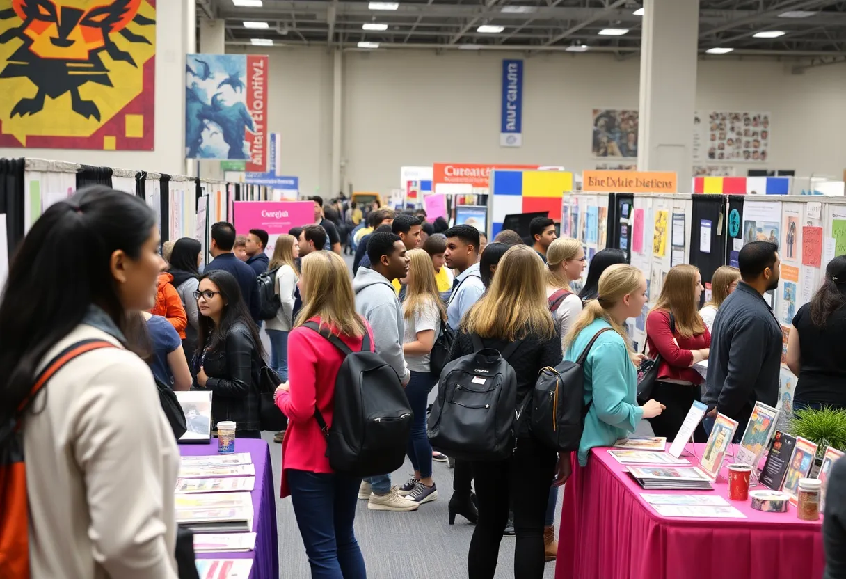 Students networking at the Arts and Culture Career Fair