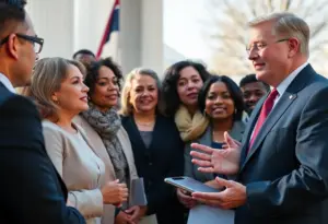 Governor Beshear engaging with constituents in a public forum.