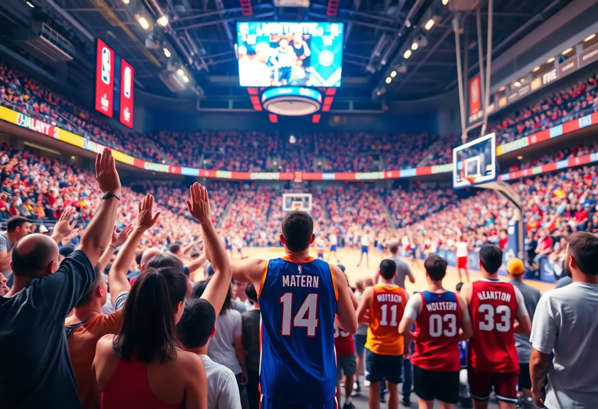 Fans cheering at the Big Blue Madness event