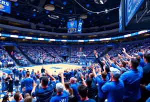 Energetic crowd at Big Blue Madness event in Rupp Arena