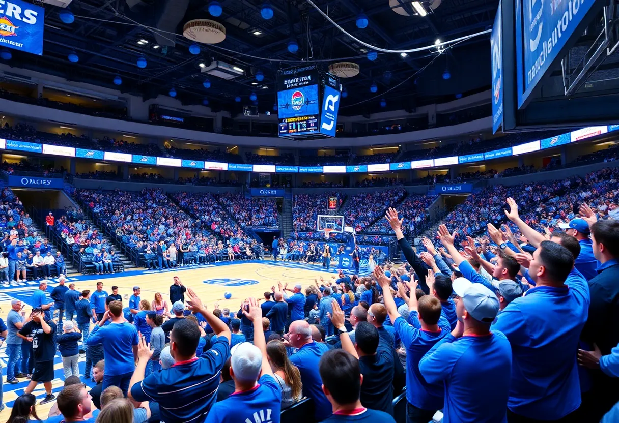 Energetic crowd at Big Blue Madness event in Rupp Arena