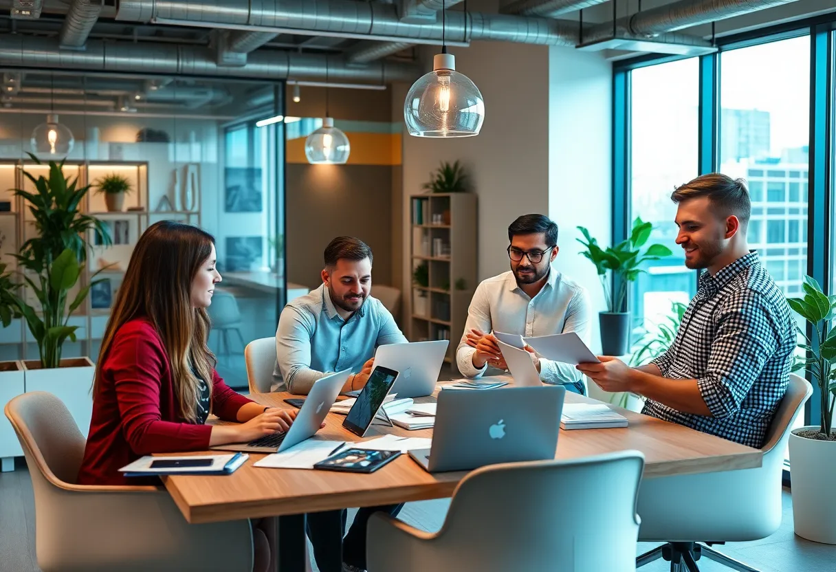 Interior of Briget Brand Lab with marketing consultants collaborating.