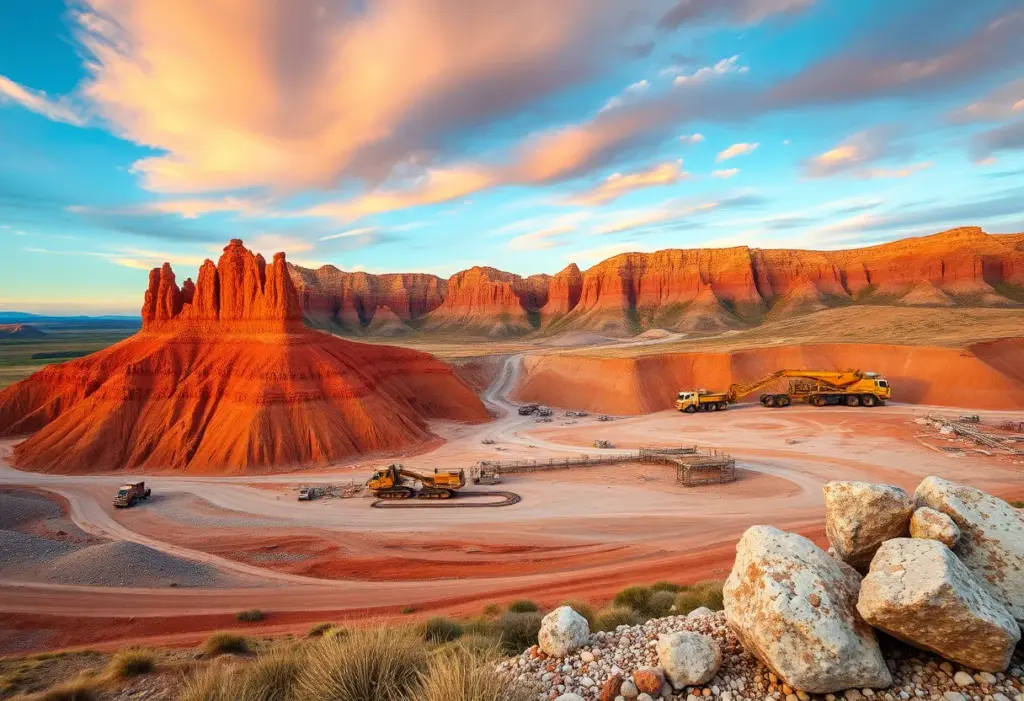 Aerial view of the Brook Mine site showcasing mining activities and rare earth mineral deposits.