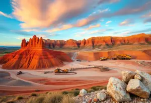 Aerial view of the Brook Mine site showcasing mining activities and rare earth mineral deposits.