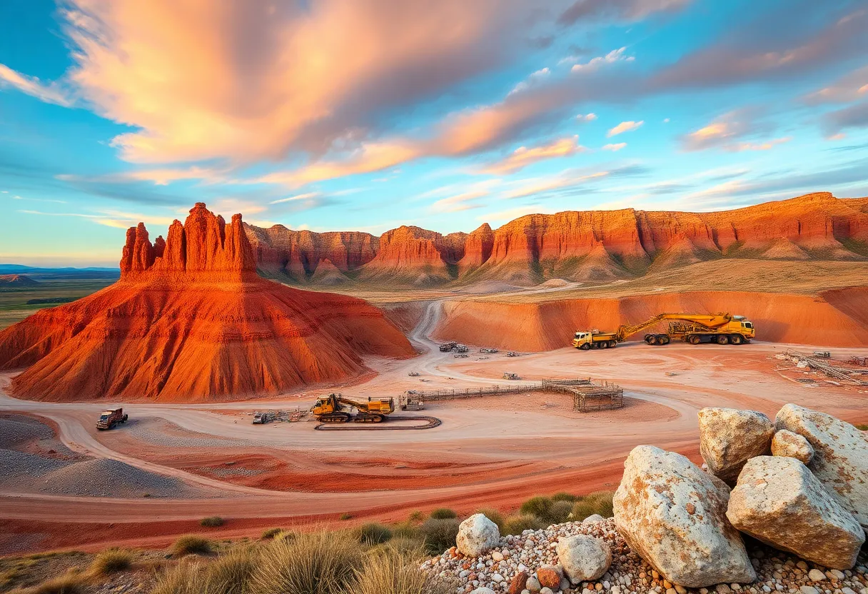 Aerial view of the Brook Mine site showcasing mining activities and rare earth mineral deposits.
