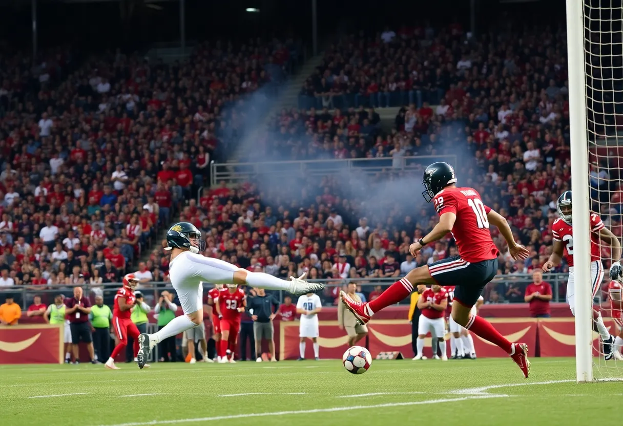 Bryan Station football team celebrating after a victory