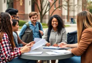 Students discussing politics on campus