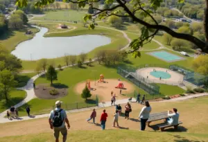 Visitors enjoying activities at Cardinal Run Park North in Lexington
