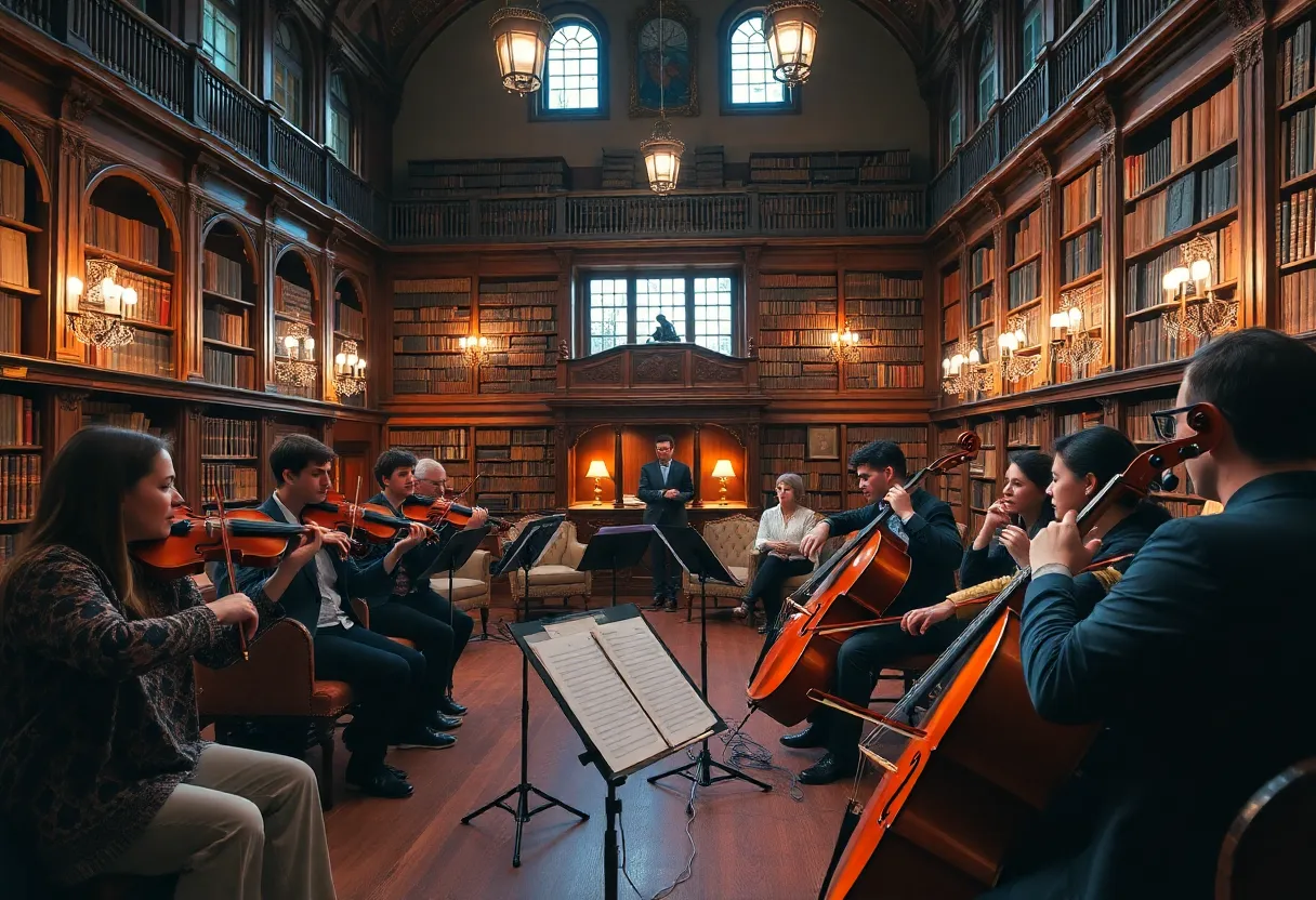 Audience enjoying a chamber music performance at Oxmoor Farm Library
