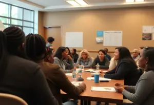 Community members discussing solutions to gun violence in Lexington.