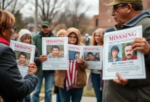 People gathering to support the search for a missing veteran