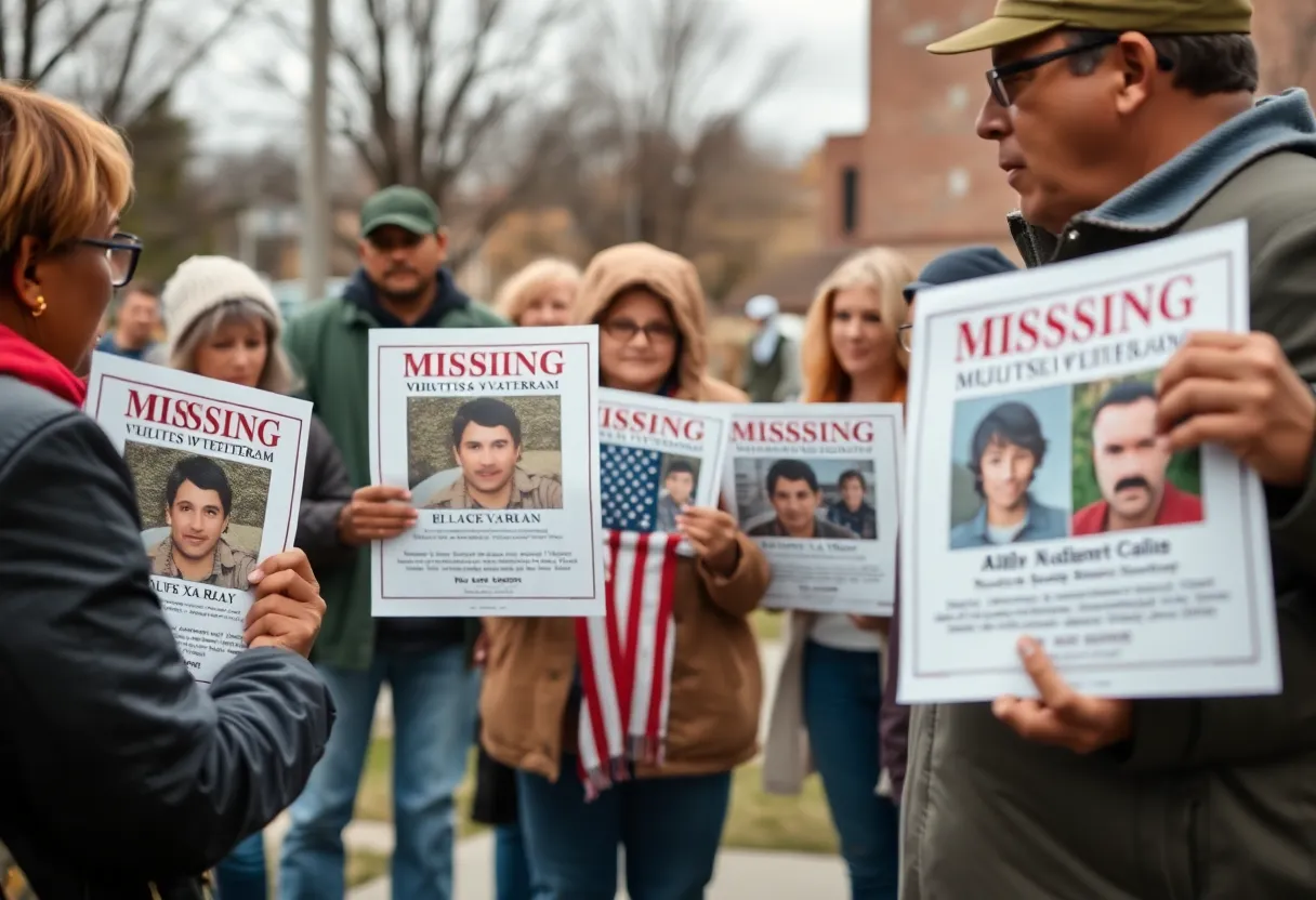 People gathering to support the search for a missing veteran