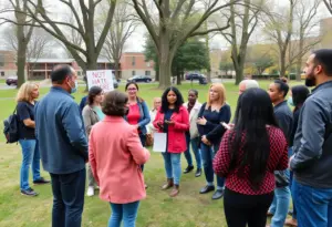 Residents gathered in a park discussing unity against hate in Central Kentucky.