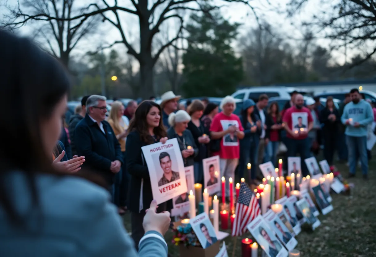 Vigil held by community members for a missing veteran in Lexington.