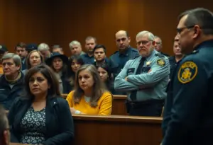 Courtroom scene during Laken Snelling's hearing