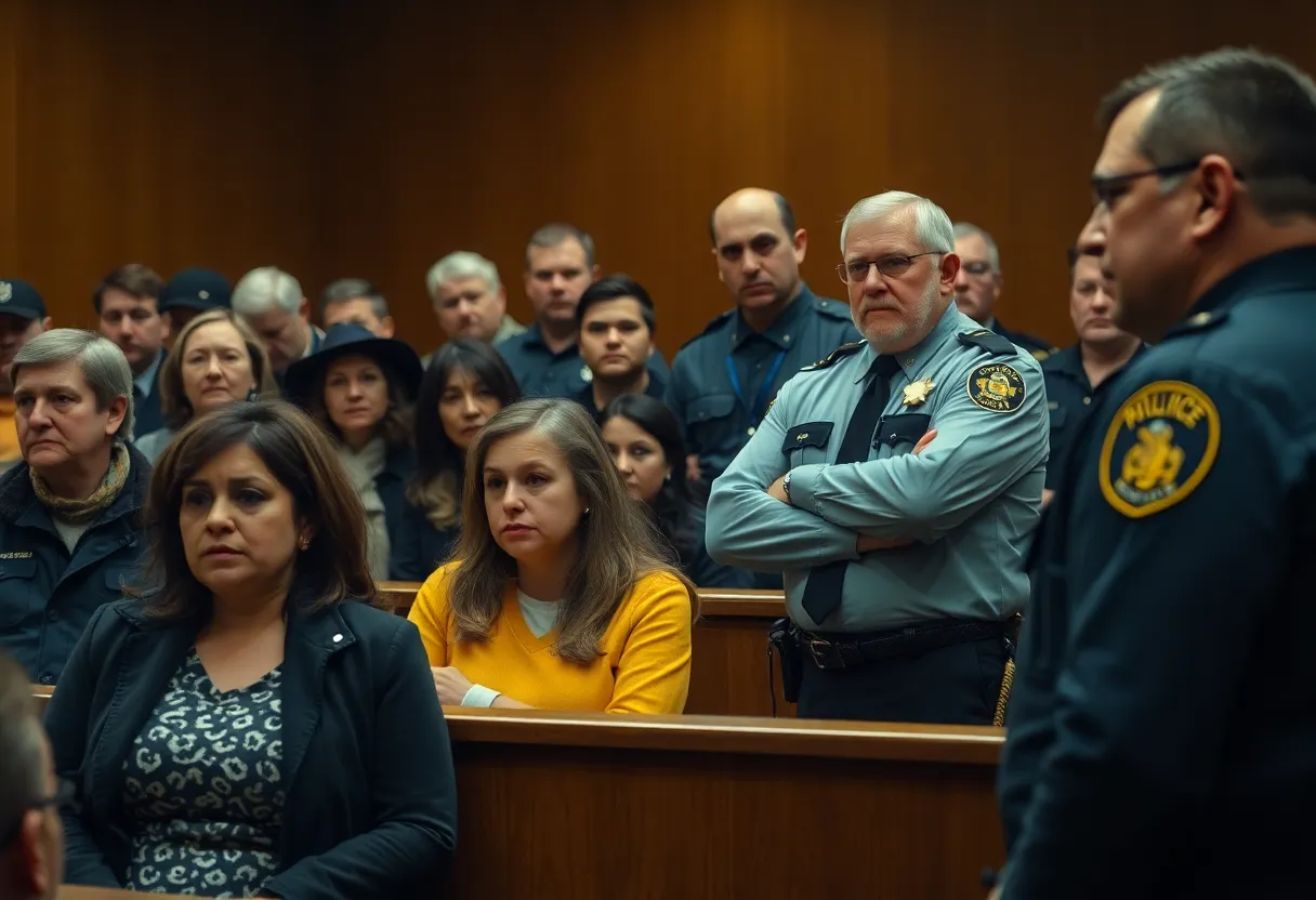 Courtroom scene during Laken Snelling's hearing