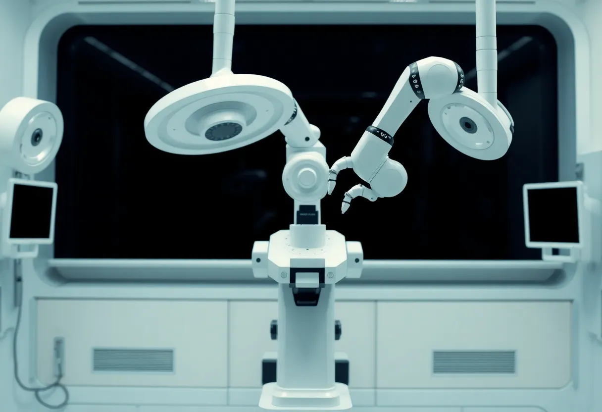 da Vinci 5 Surgical Robot positioned in a surgical room
