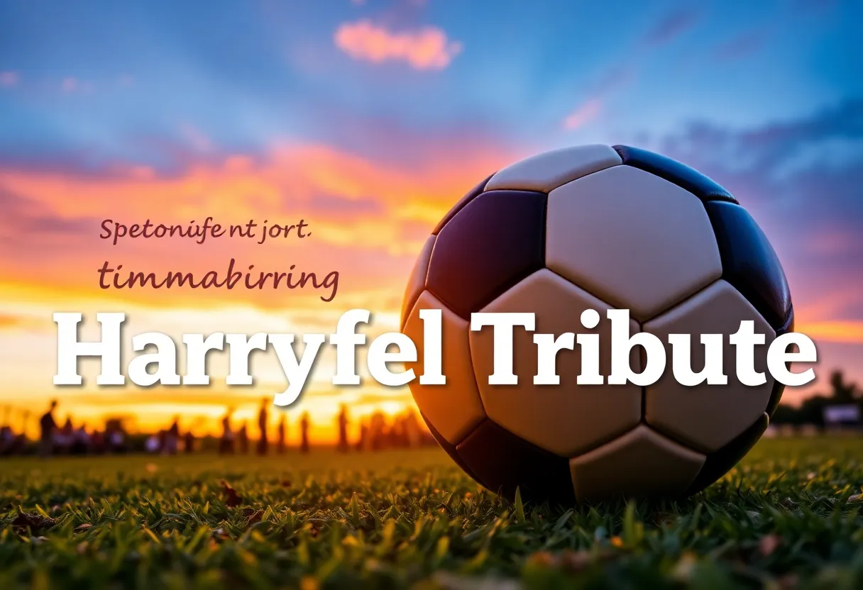 Tribute to soccer coach Daniel Pifer with a soccer ball and community background