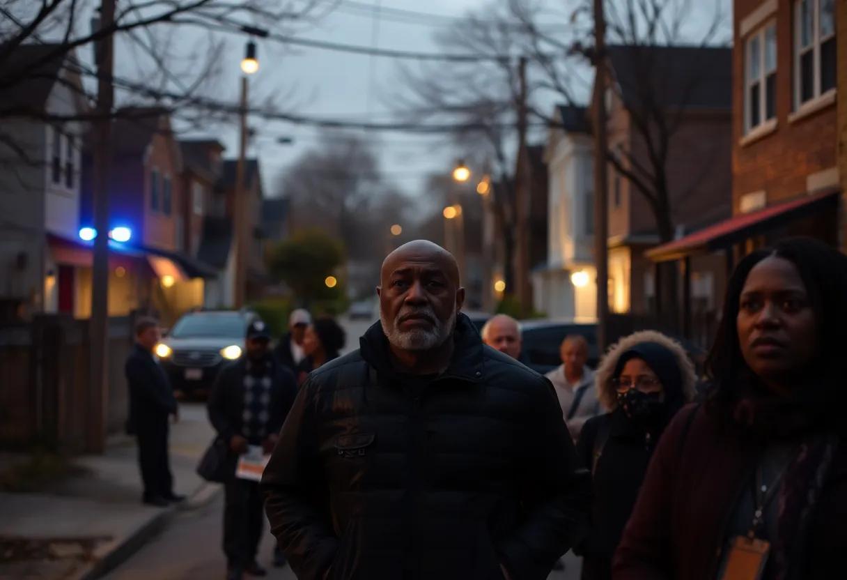 Police lights at a crime scene in Lexington