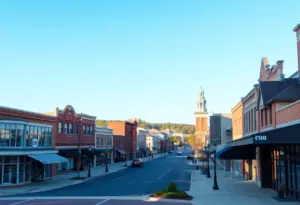 Renovated downtown Hopkinsville with historical landmarks