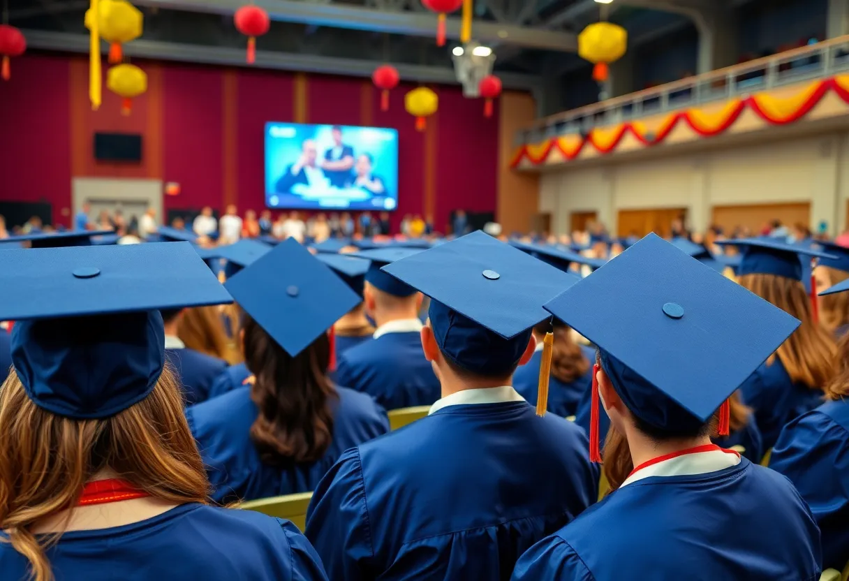 Graduates celebrating at EKU Fall Commencement ceremony