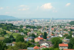 A contrasting image of a small town and Hollywood representing Eli Samek's filmmaking journey.