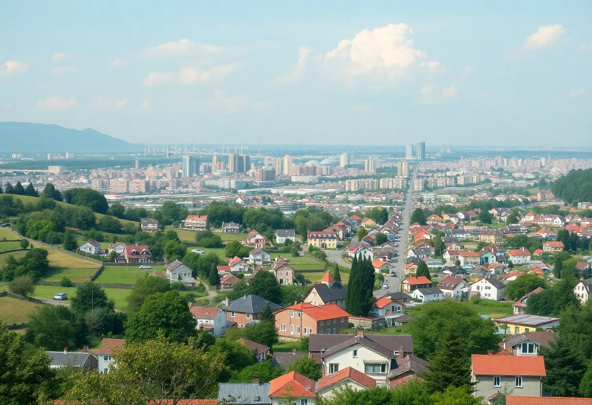 A contrasting image of a small town and Hollywood representing Eli Samek's filmmaking journey.