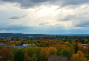 Scenic view of Lexington, KY during autumn with cloudy skies