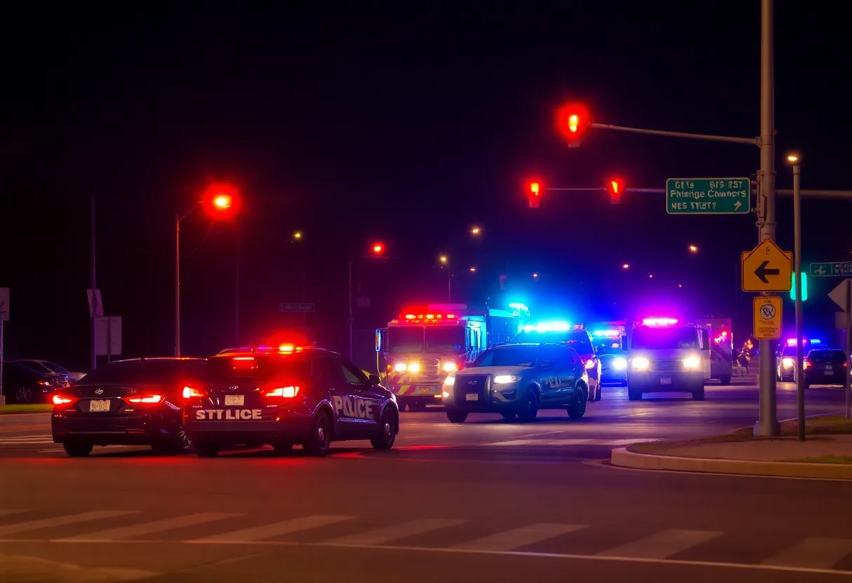 Emergency responders at the scene of a fatal crash in Lexington.