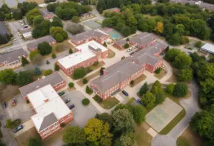 Aerial view of Fayette County Public Schools representing budget challenges