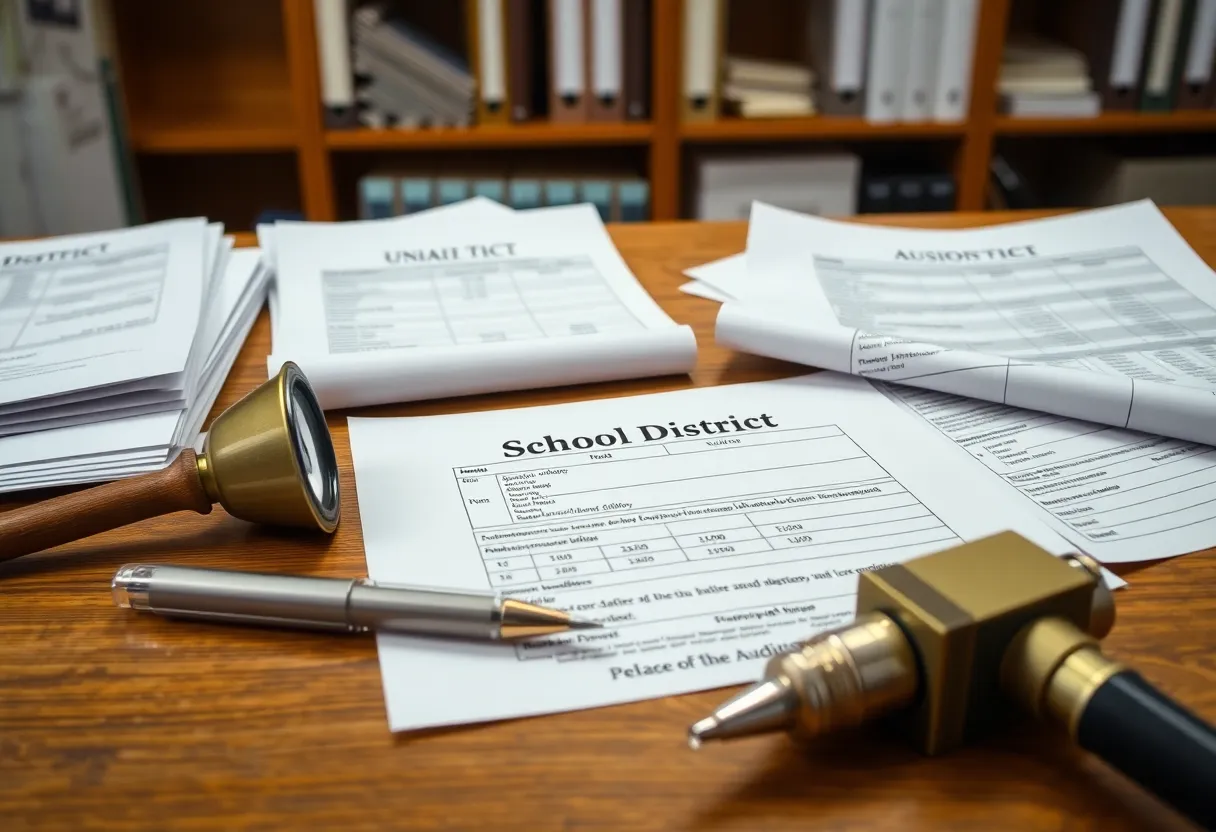 Financial documents on a desk at Fayette County Schools