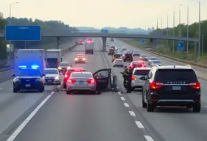 Emergency services responding to a multi-vehicle crash on I-75 in Georgetown, KY.