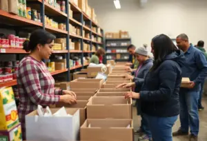Volunteers working at God's Pantry Food Bank in Kentucky