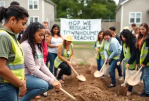 Community members at the groundbreaking ceremony for new townhomes in Lexington
