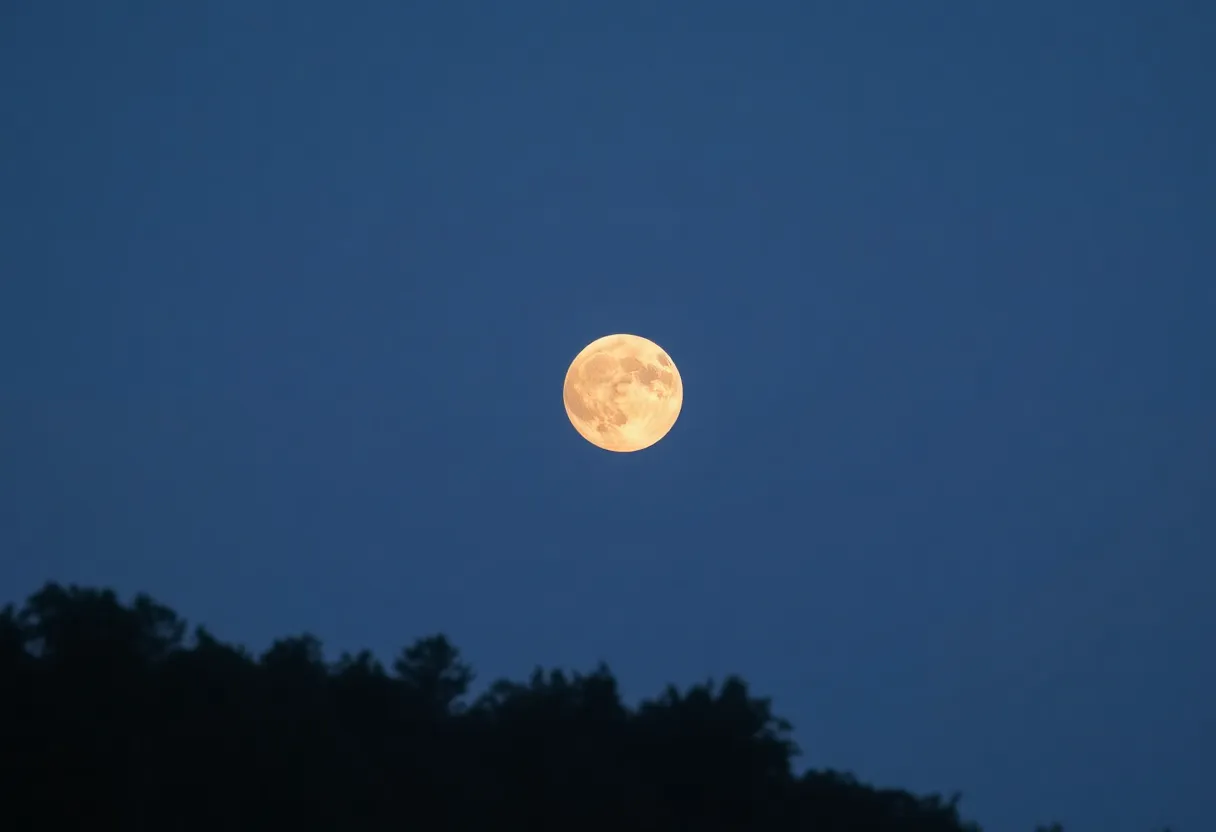 Harvest supermoon rising in Lexington, Kentucky