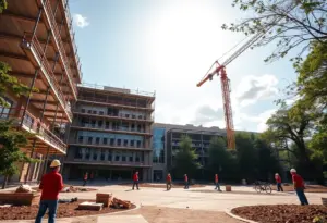 Construction site of the Michael D. Rankin MD Health Education Building at the University of Kentucky