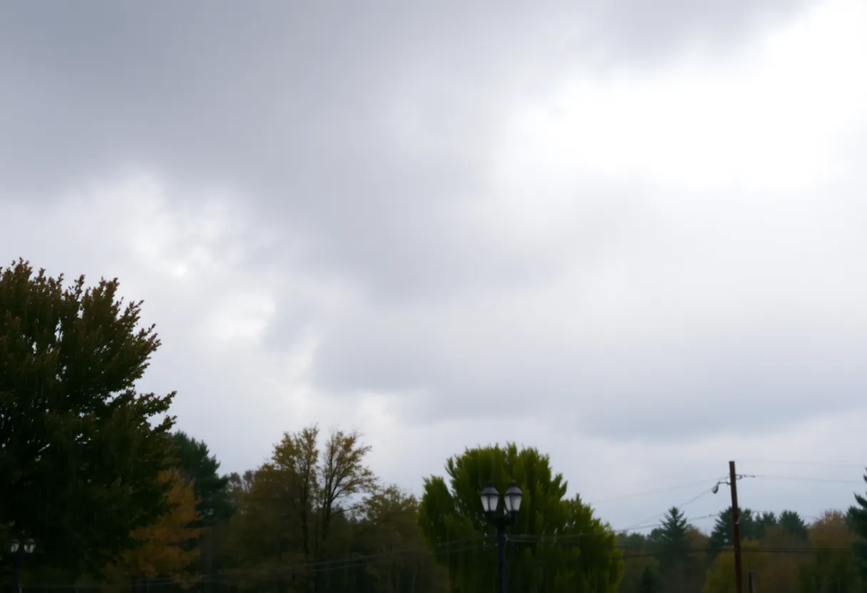 Dark clouds and heavy rainfall over Lexington, Kentucky