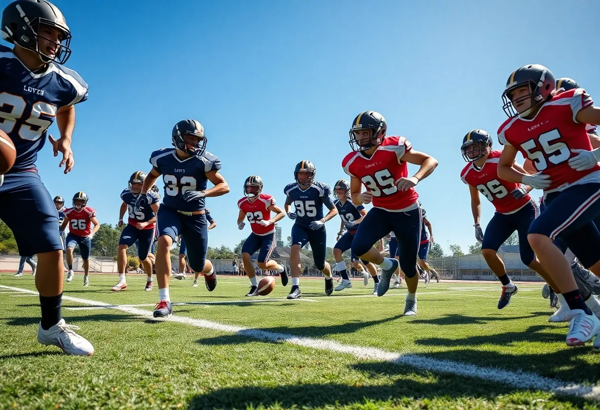 High school football players competing on the field in Kentucky