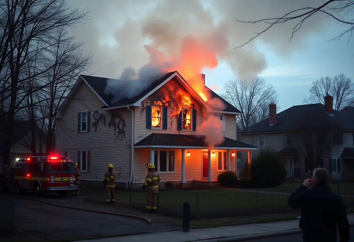 House engulfed in flames and smoke in Lexington Kentucky