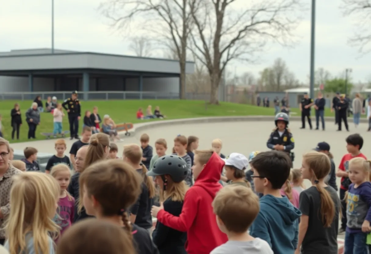 Police responding to an incident at a skate competition in a park